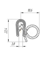 Уплотнитель на двери R (полая) чёрная, 3.6м фото 3