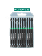 Набор бит для шуруповерта торсионные S2 PH2+100mm (10шт) TUOSEN фото 1