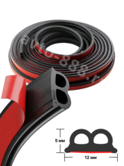 Уплотнитель автомобильный универсальный B-образный 2х камерный, самоклеящийся (3M) 16 метров фото 1