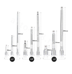 FR-4044  Удлинитель головок комплект 1/4" 3/8" 1/2" (9 предметов) фото 3