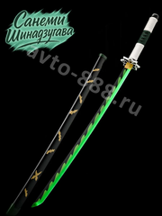 Катана ZhangShen 不死川刀 白绿手柄 黑壳 绿身 фото 6