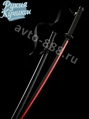 Катана ZhangShen 黑红白雪 黑手柄 黑壳 红身 фото 6