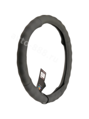 Оплётка на руль "под пальцы" кожа HT-004 (S) серый р-р 35-37 см (цена за 5 шт) фото 1