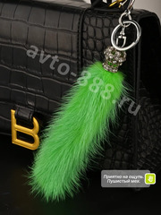 Брелок-карабин хвост норки (корона зелёный) фото 1