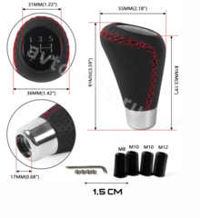 Ручка КПП чёрная+шов красный YG-2342 фото 7